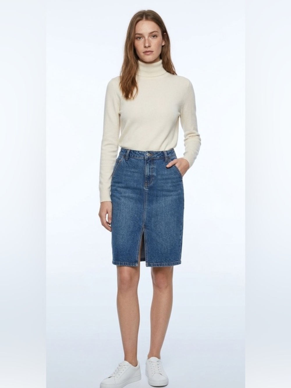 J. Crew Blue Highrise Denim Skirt Size 6 Cotton Jean
